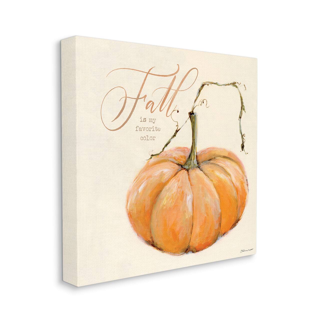 Stupell Industries Fall Is My Favorite Color Orange Pumpkin Seasonal Word Design Canvas Wall Art